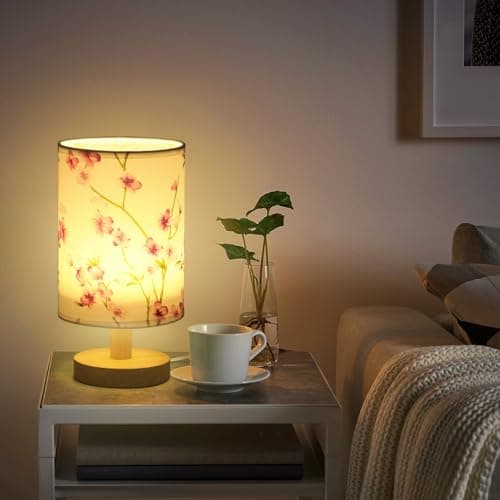 GUIJZSLTRG Table Lamp USB Wooden Bedside Night Lamp with Linen Fabric Lampshade Minimalist Lamps Decorative Bedroom Nightstand Light Vintage Small Nightlight LED Lamp for Home Office Hotel Gift — view 6