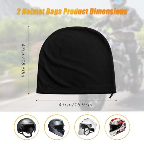 2 Pack Black Motorcycle Helmet Bag, Motorbike Helmets Cover with Drawstring — view 2