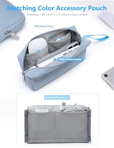 HYZUO 13.3-14 Inch Laptop Case Sleeve Bag Set for MacBook Pro, Pale Blue — view 5