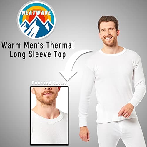 Heatwave® Pack of 2 Men's Thermal Long Sleeve Top, Warm Underwear Baselayer, S M L XL XXL Thermals, Large White — view 3