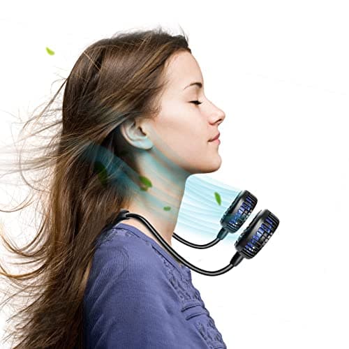 HandFan 10000mAh Neck Fan, 360° Rotation Hands Free Portable Fans for your Neck, 48h Lasting Rechargeable Battery Operated Wearable Necklace Personal Cool Fans for Travel/Disney/Sports/Cycling/Hiking — view 4