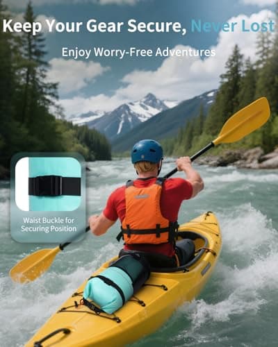 ECOHUB Waterproof Dry Bag for Women Men, 5L Roll Top Lightweight Dry Storage Bag Backpack for Kayaking Boating Swimming Canoeing Fishing with Waterproof Phone Case, Mint Green — view 6