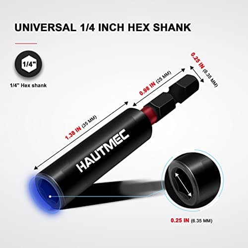 HAUTMEC 2PCS Magnetic Impact Drill Bit Holder, Universal 1/4" Hex Shank Bit Holder Extension, Durable Chrome Vanadium Steel, Quick-Change Screwdriver Bit Adapter, HT0163 — view 3