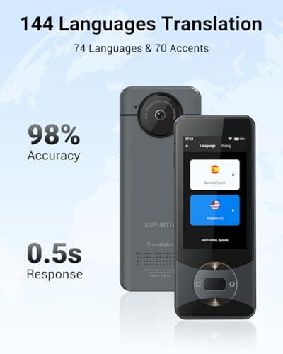 XUPURTLK Language Translator Device, Voice Translator Device Two Way, 144 Languages Real-Time Translator Device No WiFi Needed, Offline & Recording & Photo Translation for Travel, Business, Learning — view 2