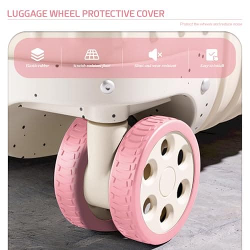 YMWALK 8 Pack Silicone Luggage Wheel Covers, Durable Anti-Scratch Travel Suitcase Wheel Protectors, Portable 2 Inch Luggage Spinner Wheel Covers Mute for Most Caster Wheels (Pink) — view 3