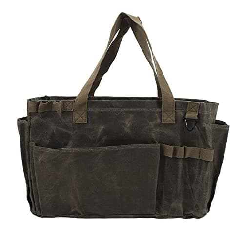 Canvas Pot Bag Durable Large Capacity for Camping, Garden Tool Bag for Outdoor Activities (Olive Green) — view 2