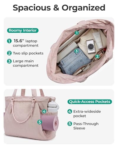 bagsmart Yoga Mat Bag, 23L Large Gym Bag, Durable Sport Tote Bag for women, Beach Tote Handbag, Pilates Bag for Gym Work Office Travel — view 3