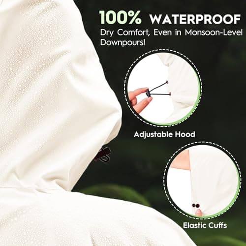 Bruvoalon 3-in-1 Rain Poncho with 1/4 Zip & Chest Pocket, Waterproof, Sunshade, Ground Mat for Adults & Youth Emergency, Beige, M — view 3