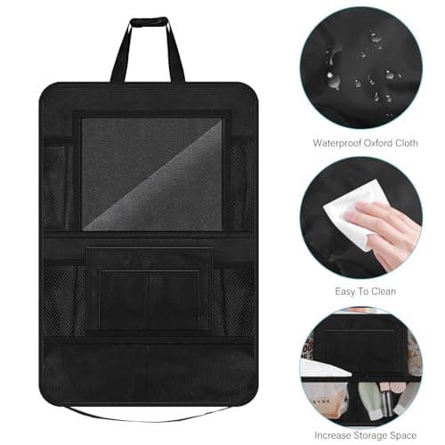 Csuntikulo 2 Pieces Car Back Protector and Organizer, 600D Oxford Fabric Waterproof Back Seat Organizer, Car Seat Backrest Protector Car Back Protector — view 4