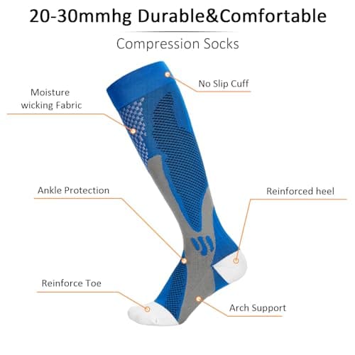 Zuimei 3 Pairs 20-30 mmHg Compression Socks for Men Women — view 3