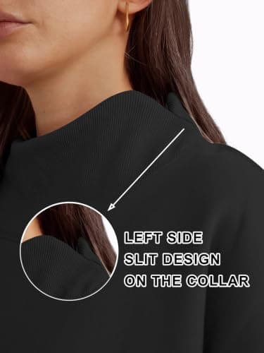 LILLUSORY Womens Oversized Sweatshirts UK Mock Neck Tops Black L — view 3