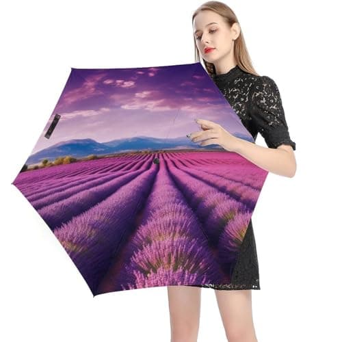BVKWNTSA Sunscreen 5-fold Portable Parasol, Lavender Fields Printed Umbrella Is Small And Portable, Suitable for Summer Sun Protection, Rainy Day Travel, Travel, Etc. — view 4