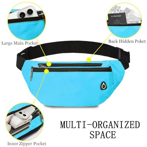 Rosoz Bum Bag, Belt Bag Women's Bum Bag Men's Gifts Sports Hip Bags for Outdoor Travel Running Cycling, sky blue — view 3