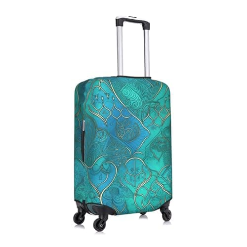 NBSKSDLK Travel Luggage Cover Turquoise Pattern Suitcase Protector Anti-Scratch Washable Baggage Covers Elastic Suitcase Cover Tsa Approved Baggage Protector Fit 18-32 Inch Luggage, Black, X-Large — view 3