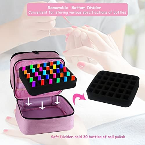 Nail Polish Organiser, Double Layer Travel Nail Storage Organiser (Pink) — view 4