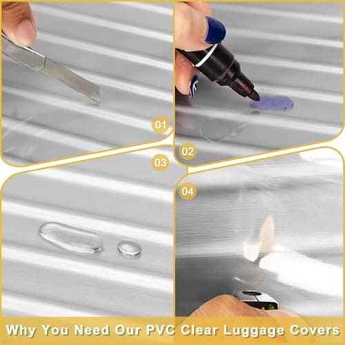Clear PVC Suitcase Cover Protectors Transparent Travel Luggage Covers for Suitcase TSA Approved. (22 Inches) — view 3