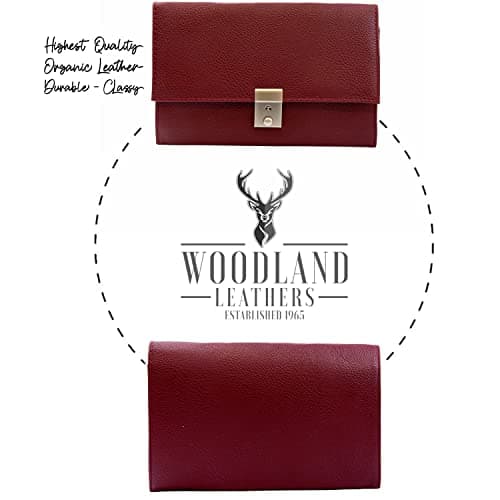 Woodland Leathers Passport Holder, Faux Leather Passport Holder Travel Wallet, Travel Document Wallet Organiser with RFID Credit Card Slot and Key Lock (Burgundy) — view 6