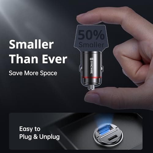 Syncwire Car Charger USB C & USB Socket 12V [PD30W & QC3.0 30W] All Metal USB Car Cigarette Lighter Fast for iPhone 16 Pro Max 15 14 13 12, Samsung — view 2