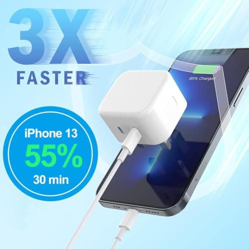 USB C Fast Charge Plug,3Pack Dual Port USB A and USBC Charger Plugs Adaptor UK Wall Charge for iPhone 17 Pro Max 16e 16 Plus Pro Max 15 14 13 12 11 SE Watch iPad Pro Mini Air,Type-C Ports Charging — view 3