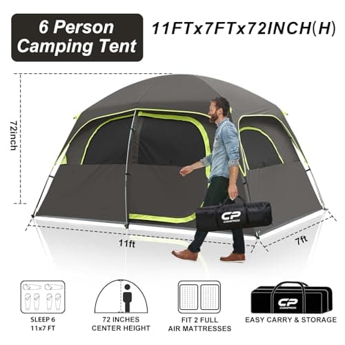 CAMPROS CP 4-6 Person Tent, Waterproof Family Camping Tent with Rain Cover — view 2