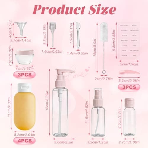 18 Pack Travel Bottle Set for Toiletries Travel Containers Leakproof Refillable Squeezable Travel Accessories for Skincare Lotion Shampoo — view 6