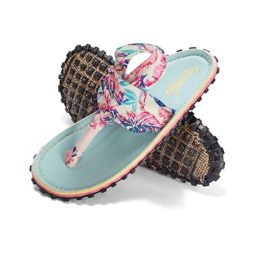 Gumbies Slingback Sandals | Unisex Flip-Flop Style with Recycled Rubber Sole, Cotton Canvas Toe Post & Stretchy Back Straps | Casual, Comfortable & Travel-Ready Footwear | Mint & Pink | EU 38