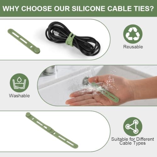 OFFCUP Silicone Cable Ties, 30pcs Reusable Cable Straps, Cord Organizers — view 6