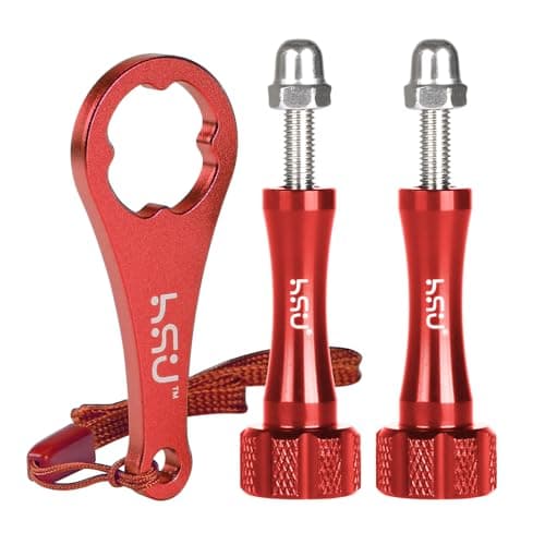 HSU 2PCS Aluminium Alloy Longer Thumbscrews for GoPro Action Cameras（Red）