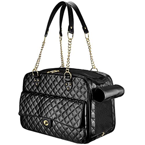 Dog Purse Carrier for Small Dogs with Large Pockets (Black, Small Size)