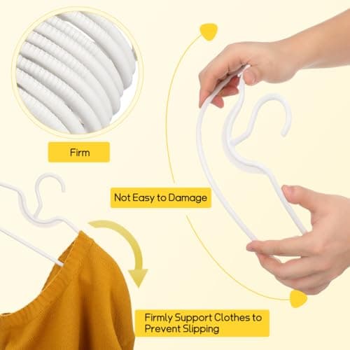 ibasenice 10 Pack White Short Neck Hangers, Non Slip Clothes Hangers — view 4