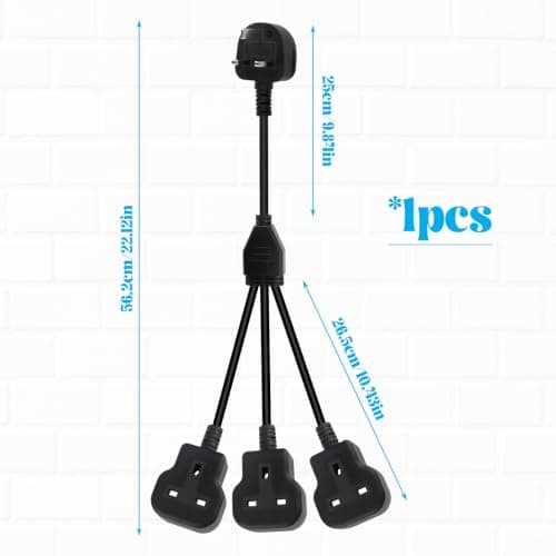 3 Way Extension Cords UK 3 Pin Plug 3-in-1 Double Sockets 250V/13A 3 AC — view 2
