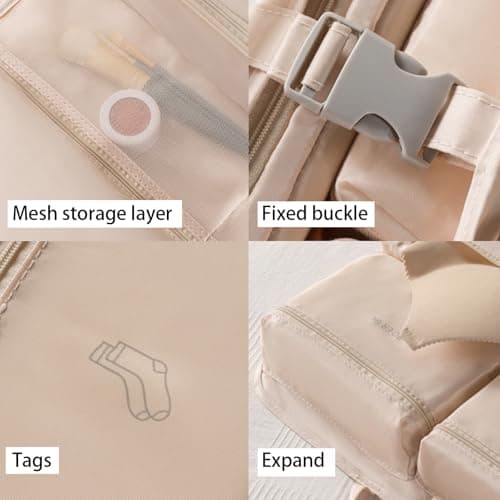 Compression Packing Cubes for Suitcases Packing Cubes Compression Set for Travel Essentials Suitcase Organiser Bags Travel Cubes Camping Storage (Pink) — view 3