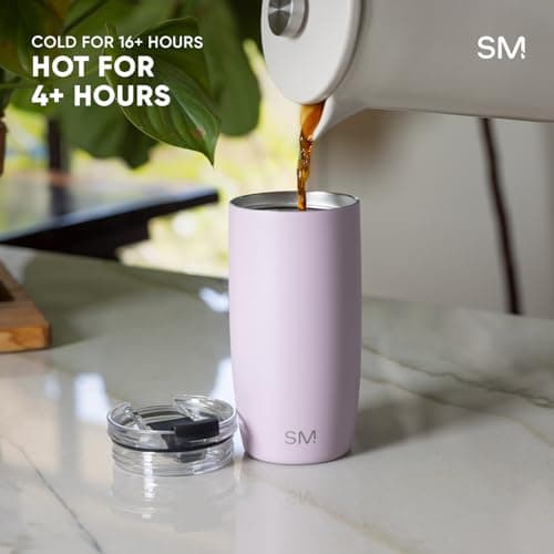 Simple Modern Travel Coffee Mug Tumbler with Flip Lid | Insulated Stainless Steel Iced Coffee Cup | Gifts for Women & Men | Voyager Collection | 350ml | Checkmate — view 5
