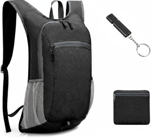 15L Packable Backpack Small Rucksack, Men Women Hiking Daypack with Whistle