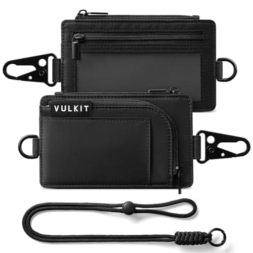 VULKIT Water-Resistant Keychain Lanyard Wallet for Men and Women, Outdoor Zip Pouch Wallet with Clear ID Window, Travel Anti-Theft Neck Pouch for Hiking, Fishing and Outdoor Activities, Shadow Trek