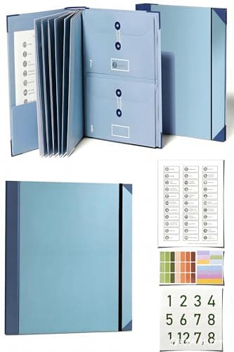 Document Organizer Folio with Labels: Personal Family Document Organizer Binder - Life Binder Organizer Kit with Pockets, Ideal Family Emergency Binder for Important Documents(Blue*1)