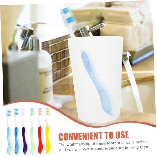 6pcs Folding Toothbrush Set Portable Plastic Manual Oral Care — view 2