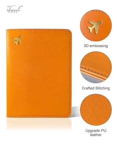 toTravelGear Passport Holder for Travel Essentials,RFID Blocking Passport Cover Case for Travel Accessories,Travel Wallet for Women Men, Orange, Minimalist — view 5