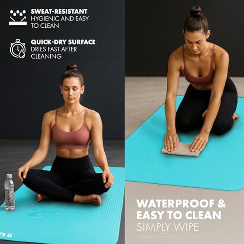KAYMAN Exercise Yoga Mat Non Slip - Teal, 183 x 60 cm, Training & Workout Mats for Yoga, Pilates, Gymnastics, Stretching & Meditation, Eco Friendly Exercise Mat for Home with Carrying Straps — view 6