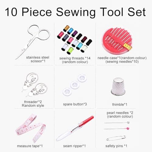 Kryzulax Travel Sewing Kit,Portable Mini Sewing Kit with Case,Needle & Thread,Scissors,Tape Measure,Buttons & Thimble,Hand Sewing Kit for Adults & Beginners,Emergency Clothing Repairs — view 2