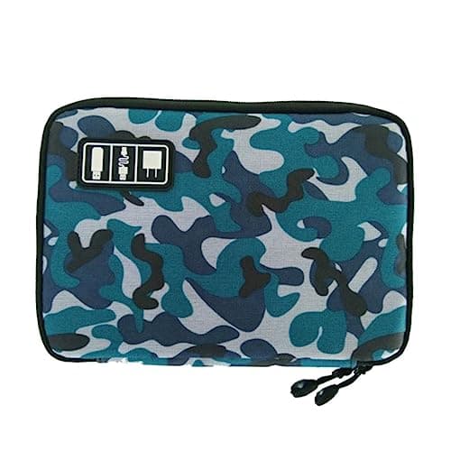 Angoily 2-layer Usb Cable Storage Organizer Camouflage Cord Holder for Data Cable Usb Storage Travel Digital Pouch for Electronic Accessories Cases Green