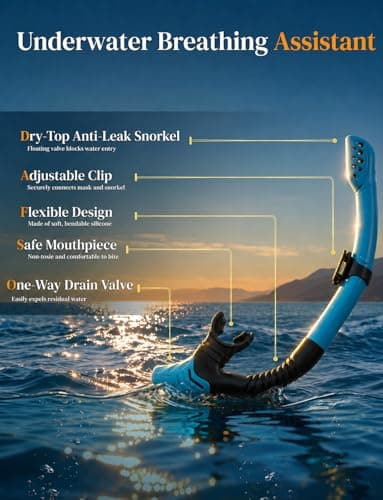 Vogista Snorkel Set Adults with Anti-Leak and Anti-Fog Tempered Glass, Dry Top Snorkel Set Adult, 180° Panoramic Wide View Snorkel Mask Set Diving Goggles Scuba Mask Adult - Green — view 4
