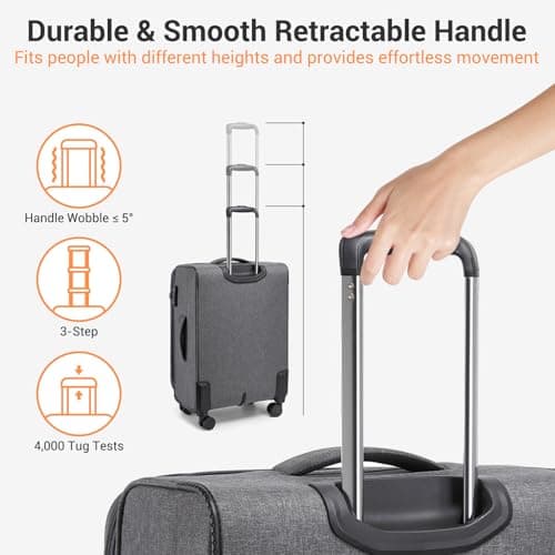 British Traveller Expandable Medium Suitcase, 24" Softside Checked Luggage — view 3
