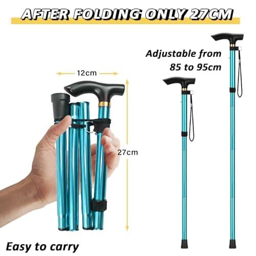 Walking Stick Adjustable Folding Walking Cane, Blue — view 2