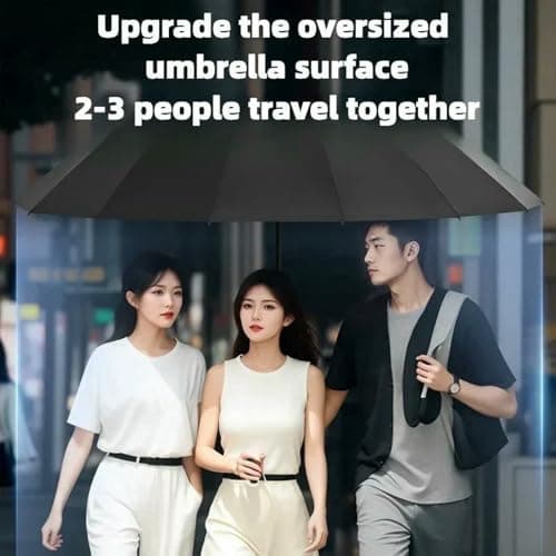 Gyios Umbrella Stormproof Windproof Compact For Men – 288 Reinforced Fibreglass Ribs, Automatic Folding,sun Travel Rain Umbrella-beige — view 4