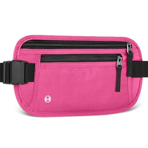 Aucuu Travel Money Belt with RFID Blocking, Ultra-Thin Passport Holder for Travel, Waist Pack Anti Theft, Hidden Travel Wallet Under Clothes to Protect Cash, Credit Cards Passport for Women, Men