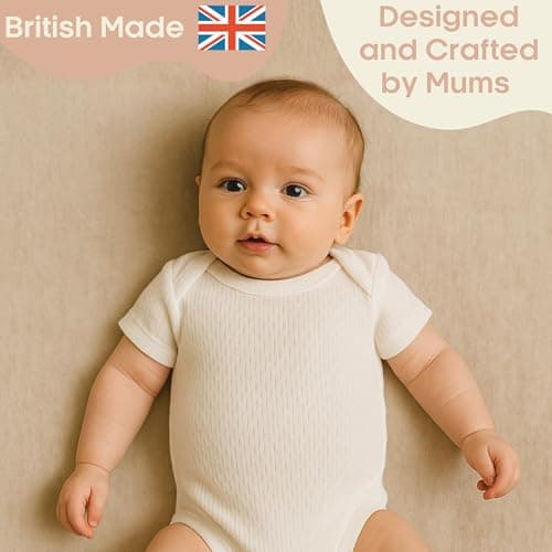 Baban Baby Thermal Bodysuit Vests Short Sleeve, White, 6-12 Months — view 6