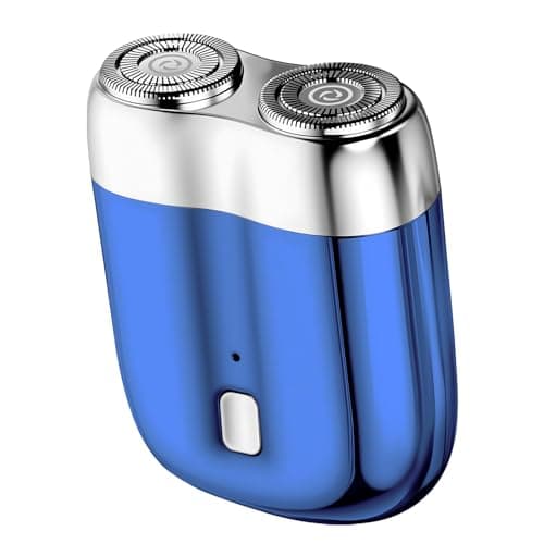 LOPHE New Mini Electric Shaver, Men's Portable Magnetic Electric Shaver Pocket Dual Head USB Rechargeable Waterproof Compact, Wet and Dry, Suitable for Travel and Home(Blue)