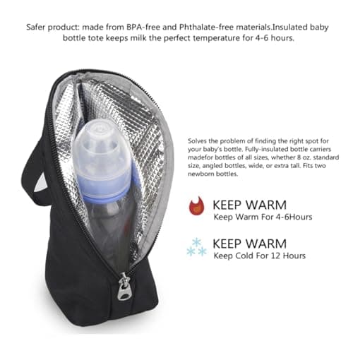 ULVBABI 2pcs Insulated Baby Bottle Bags, Portable Breastmilk Storage Tote Thermal Feeding Pouch Holder Travel Carrier, Heat Preservation and Cold Preservation (2 Bottle Bags) — view 4