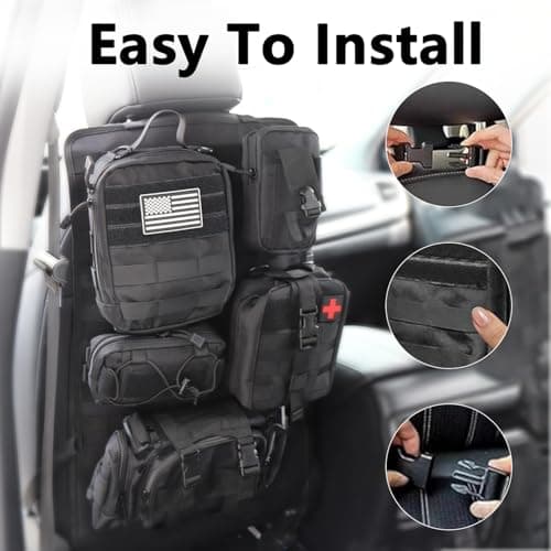 LengSuaa Tactical Car Seat Organizer, Car Back Seat Storage with 5 Detachable Bag, 600D Oxford Waterproof Tactical Vehicle Car Backrest Protector Seat Organiser for Most Vehicle SUV Truck Pickup — view 3